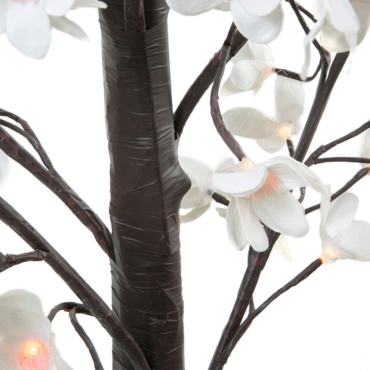 Running LW-0007 Figura Decorativa Iluminada Arbol, 80 Leds Flores, Blanco/Café
