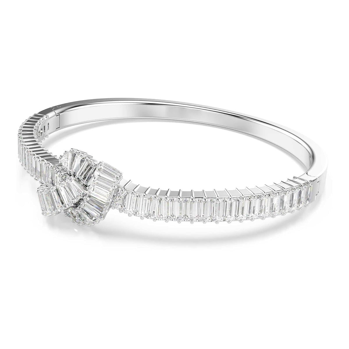 Swarovski Brazalete Matrix, Talla baguette, Nudo, Blanco, Baño de rodio