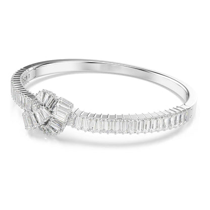 Swarovski Brazalete Matrix, Talla baguette, Nudo, Blanco, Baño de rodio