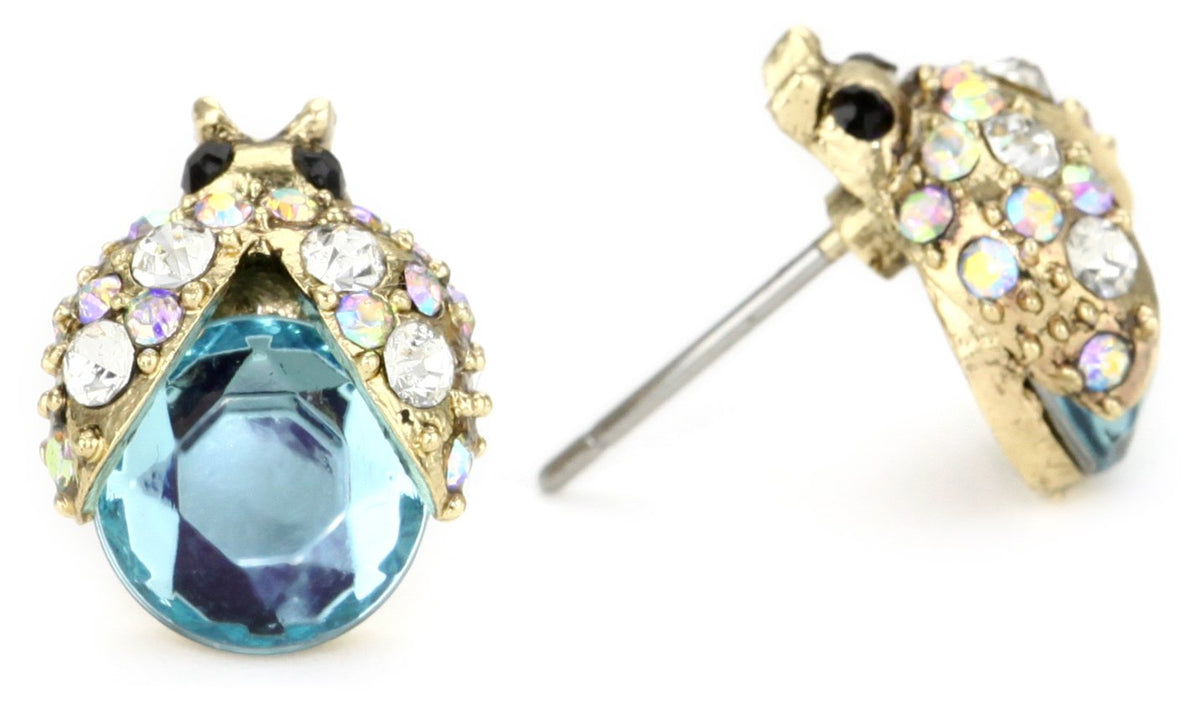 Betsey Johnson "Iconic Enchanted Garden" Crystal Bug Stud Earrings