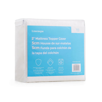 Linenspa - Cubrecolchón de 2 Pulgadas, tamaño Full XL, Solo Funda – Lavable a máquina, Transpirable, Antideslizante, Funda para colchón con Cierre, Solo Cubierta Blanca