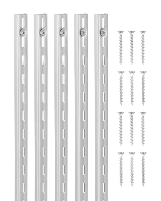 VEVOR 10 PCS Riel Vertical para Estante 990 x 17,6 x 10,5 mm, Soportes Ajustables de Acero Inoxidable con 40 Tornillos Ideales para Estanterías de Pared, Armarios y Organización, Plata Brillante