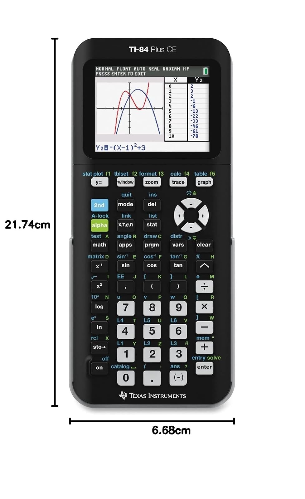 Texas Instruments - Calculadora Gráfica A Color Ti-84 Plus Ce, Negra, 7.5 Pulgadas