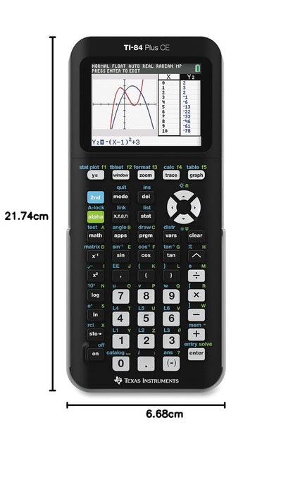 Texas Instruments - Calculadora Gráfica A Color Ti-84 Plus Ce, Negra, 7.5 Pulgadas