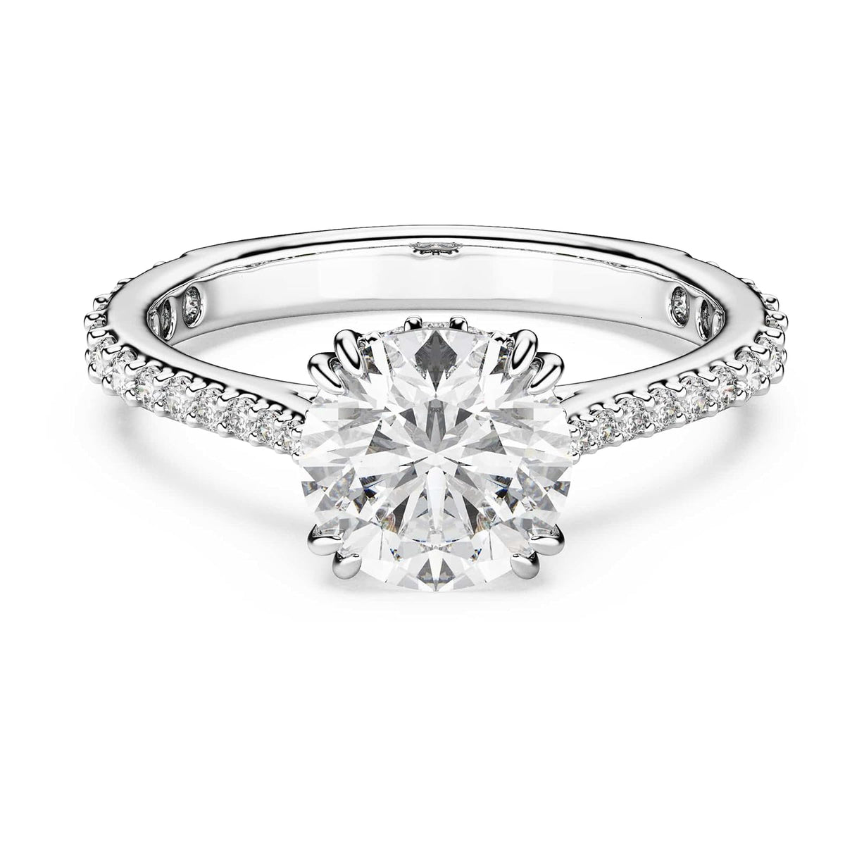 Anillo de cóctel Swarovski Stilla, corte redondo, Pavé, blanco, acabado plateado