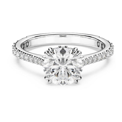 Anillo de cóctel Swarovski Stilla, corte redondo, Pavé, blanco, acabado plateado