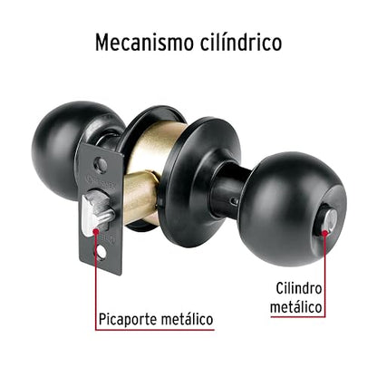 Hermex BAL-NE-RPB Cerradura esfera, cil recámara negro