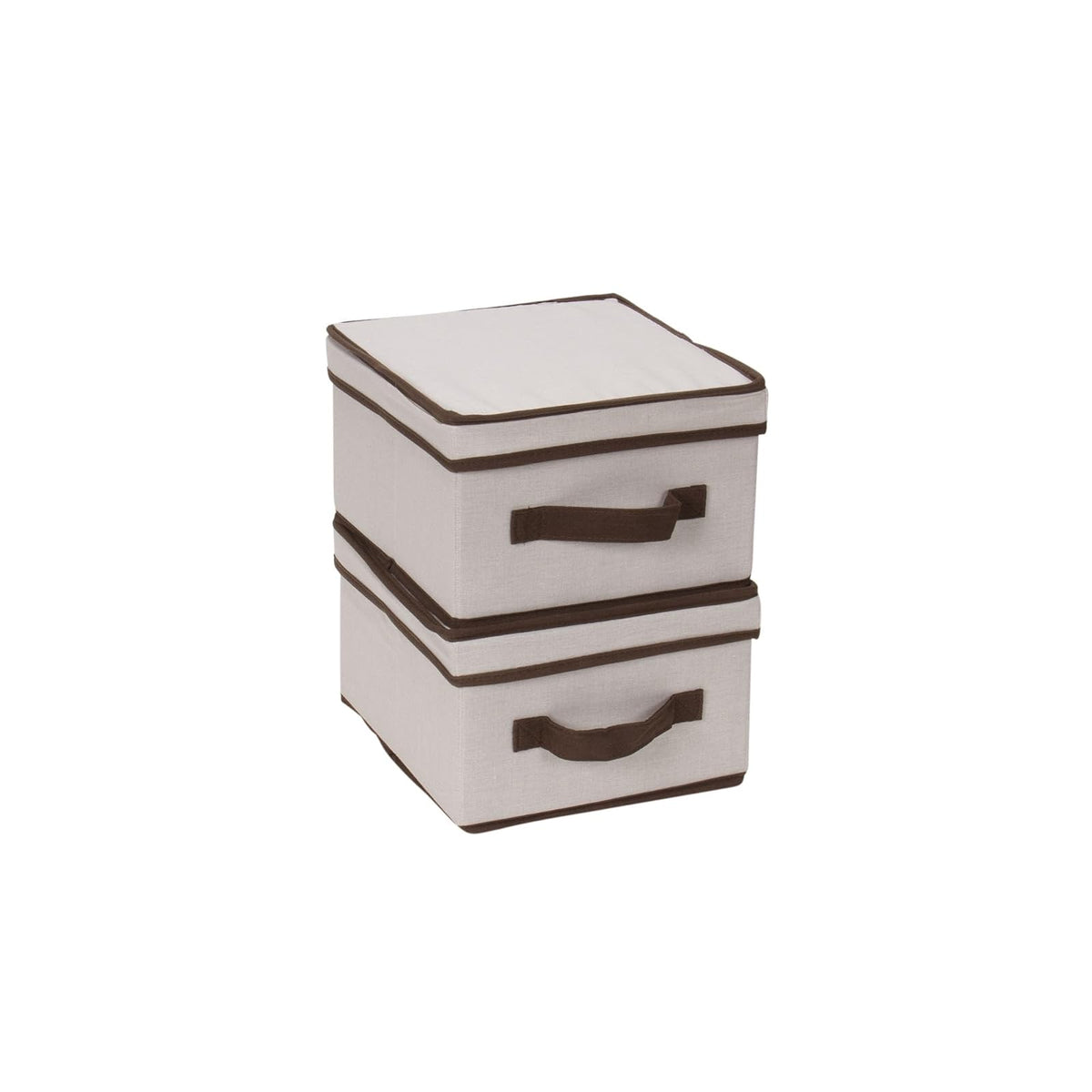 Household Essentials Caja de Almacenamiento de Lona Natural, Almacenamiento y organización, Borde Café, Mediano, 1