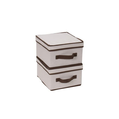 Household Essentials Caja de Almacenamiento de Lona Natural, Almacenamiento y organización, Borde Café, Mediano, 1