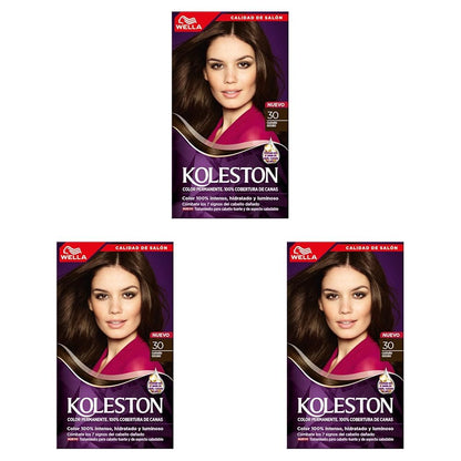 Wella Koleston Tinte Permanente 34 Castaño Oscuro Hipnótico Paquete de 3 - 30 Castaño Oscuro - 1 Unidad (Paquete de 3)