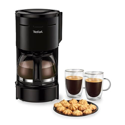 T-fal Cafetera de Filtro Heliera Petit Negra CM3218MX | Capacidad 6 tazas, sistema antigoteo, filtro permanente lavable