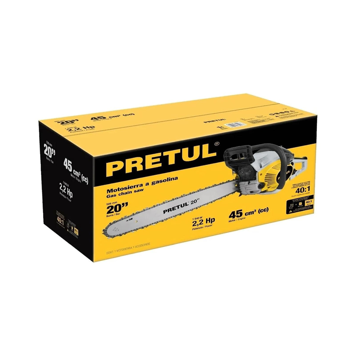 Pretul MOT-4520P, Motosierra 45 cc a gasolina con barra de 20"