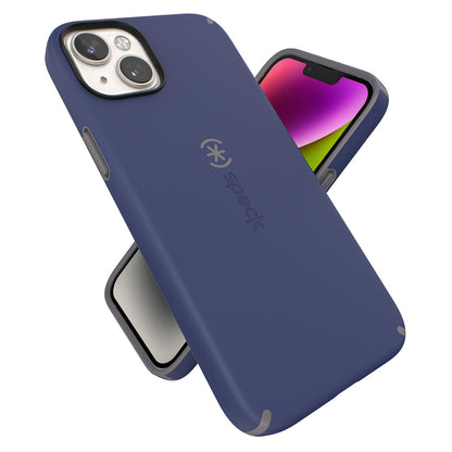 Speck Funda para iPhone 15 Plus y 14 Plus, Doble Capa con Protección contra Caídas, Compatible con MagSafe - Azul prusiano - gris nublado