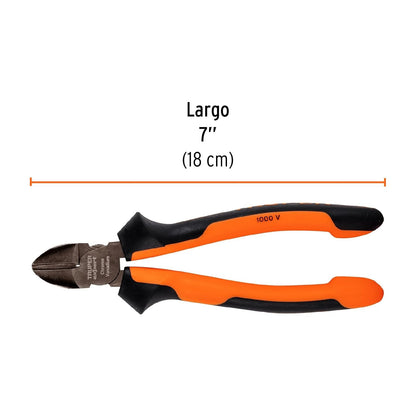 Truper Expert T202-7X, Pinza corte diagonal 7" alta palanca comfort grip