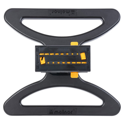 Melnor 65131AMZ MiniMax Turbo rociador oscilador, 4000 sq. Pies, 4 vías Ajustable, Paquete de conexión rápida, Negro, Amarillo