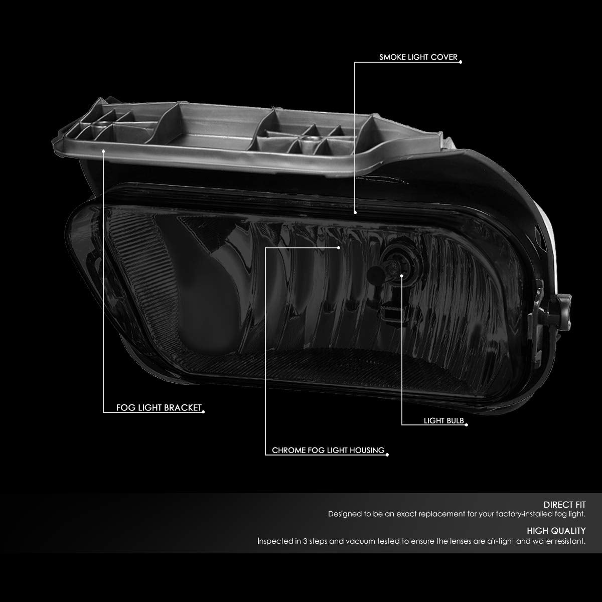 DNA Motoring Luz Antiniebla Lente Ahumada para Parachoques Delantero de Chevy Silverado 2004-2006 FL-ZTL-306-SM