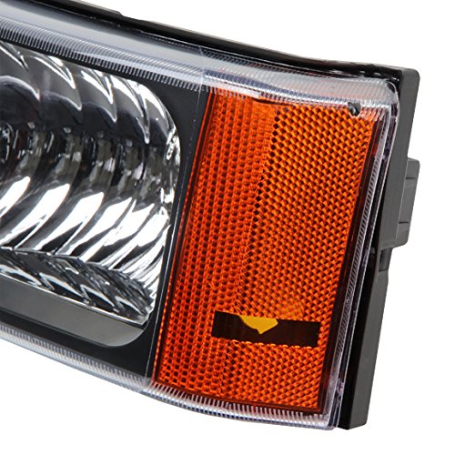 DNA Motoring HL-OH-CS03-4P-BK-AM Faros Delanteros Negros Ámbar para Chevy Silverado 2003-2006
