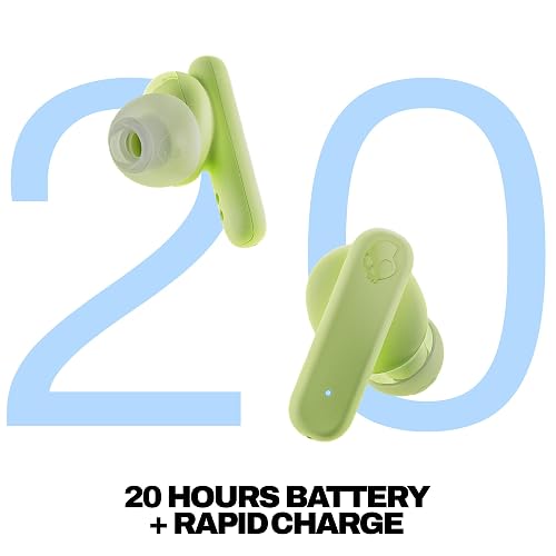 Skullcandy Smokin' Buds Auriculares In-Ear Inalámbricos, 20 h de Autonomía, 50 % de Plásticos Renovables, Micrófono, Compatibles con iPhone Android y Dispositivos Bluetooth, Verde