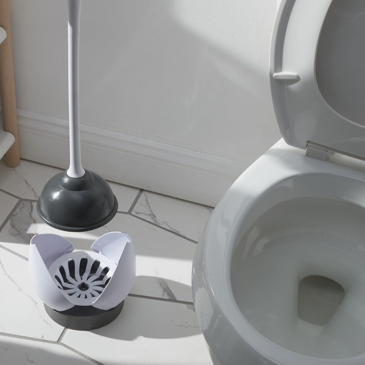 Clorox baño Plunger with Hideaway Holder Caddy Heavy Duty Compact Design con Base de Goma para baño