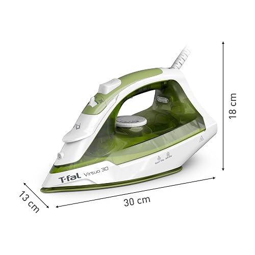 T-fal Plancha de Vapor Virtuo 30 Forest FV2C44U0 | Suela de cerámica para fácil deslizamiento, 1400 W de potencia, calentamiento rápido de 30 segundos