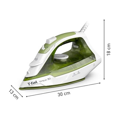 T-fal Plancha de Vapor Virtuo 30 Forest FV2C44U0 | Suela de cerámica para fácil deslizamiento, 1400 W de potencia, calentamiento rápido de 30 segundos