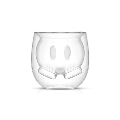 JoyJolt Mickey Pants and Minnie Skirt 3D - Juego de 2 tazas de café de vidrio de doble pared de 7.4 onzas, tazas de café de Disney, espresso y tazas de té, colección de vasos de doble pared, regalos