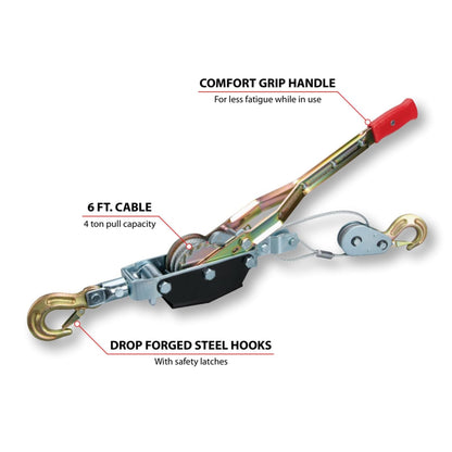 Performance Tool 50-101 Extractor de Potencia, Capacidad de 4 Toneladas, Bronce, 2 Ton - 10' x 6mm