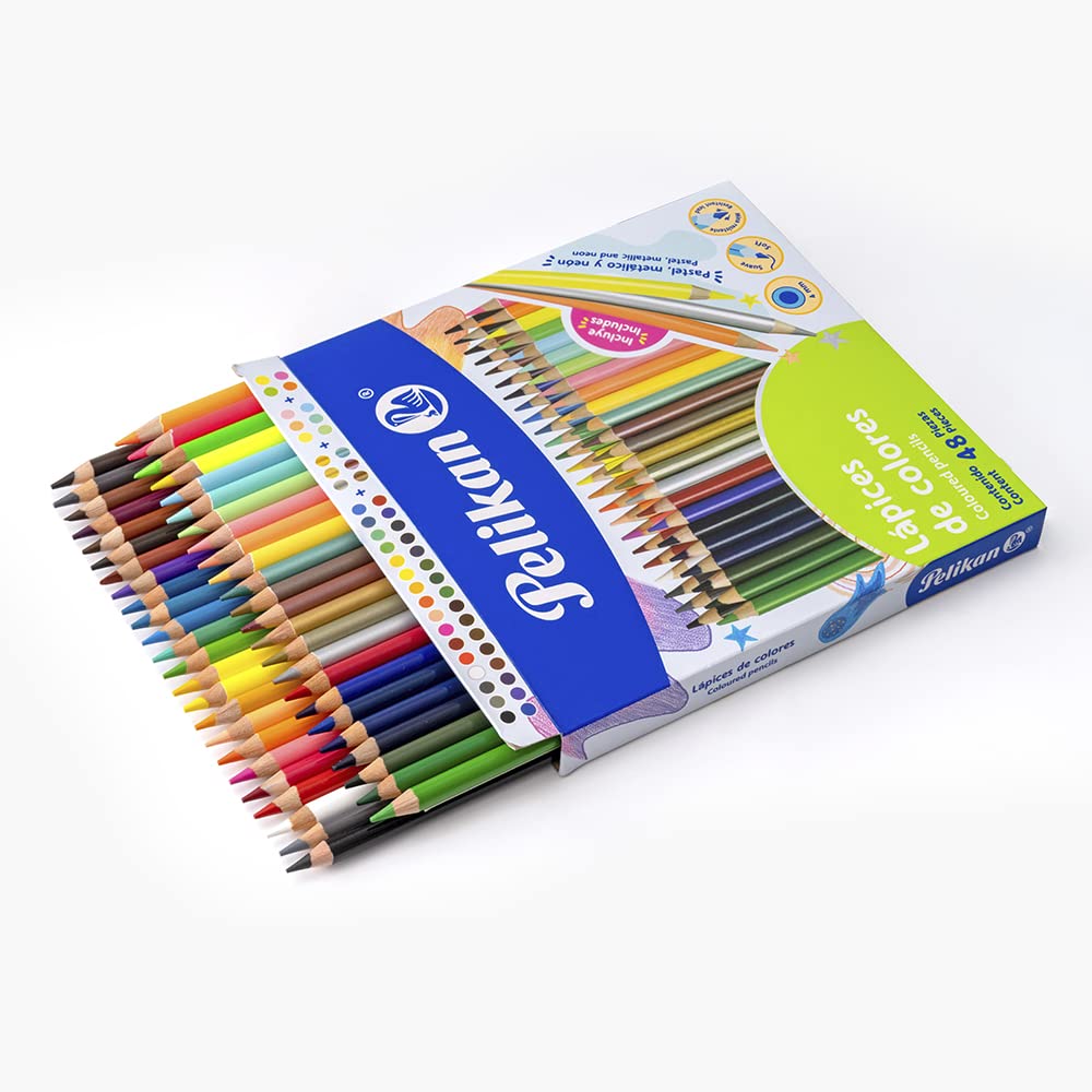 Pelikan Lápices de Colores Rendondos Surtidos con 48 Piezas
