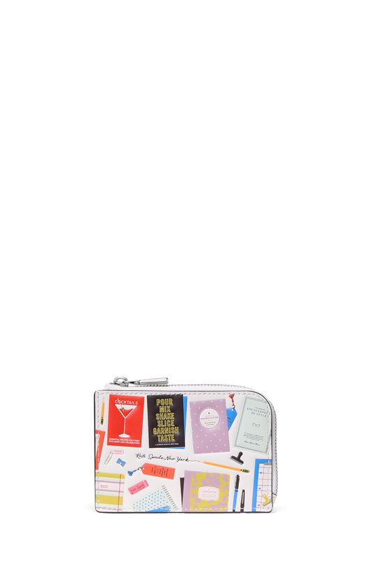 Kate Spade New York - Funda de piel suave con cierre para mujer, color crema multi, talla única