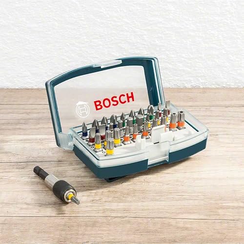 Bosch Kit de Puntas 32 Piezas con Adaptador Hexagonal ¼″ – Juego Universal de Atornillado y Fijación para Taladro/Atornillador
