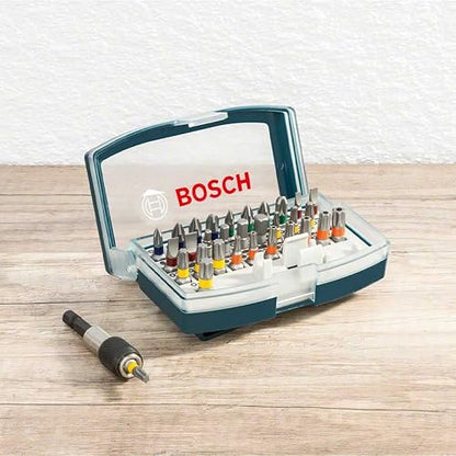 Bosch Kit de Puntas 32 Piezas con Adaptador Hexagonal ¼″ – Juego Universal de Atornillado y Fijación para Taladro/Atornillador
