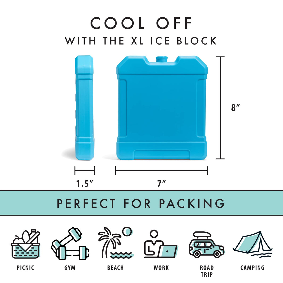 Cool Coolers by Fit + Fresh, bloque de hielo para congelador XL, paquete de hielo grande y potente, perfecto para enfriador aislado, bolsa de playa, enfriador de mochila y más, 1 paquete, azul