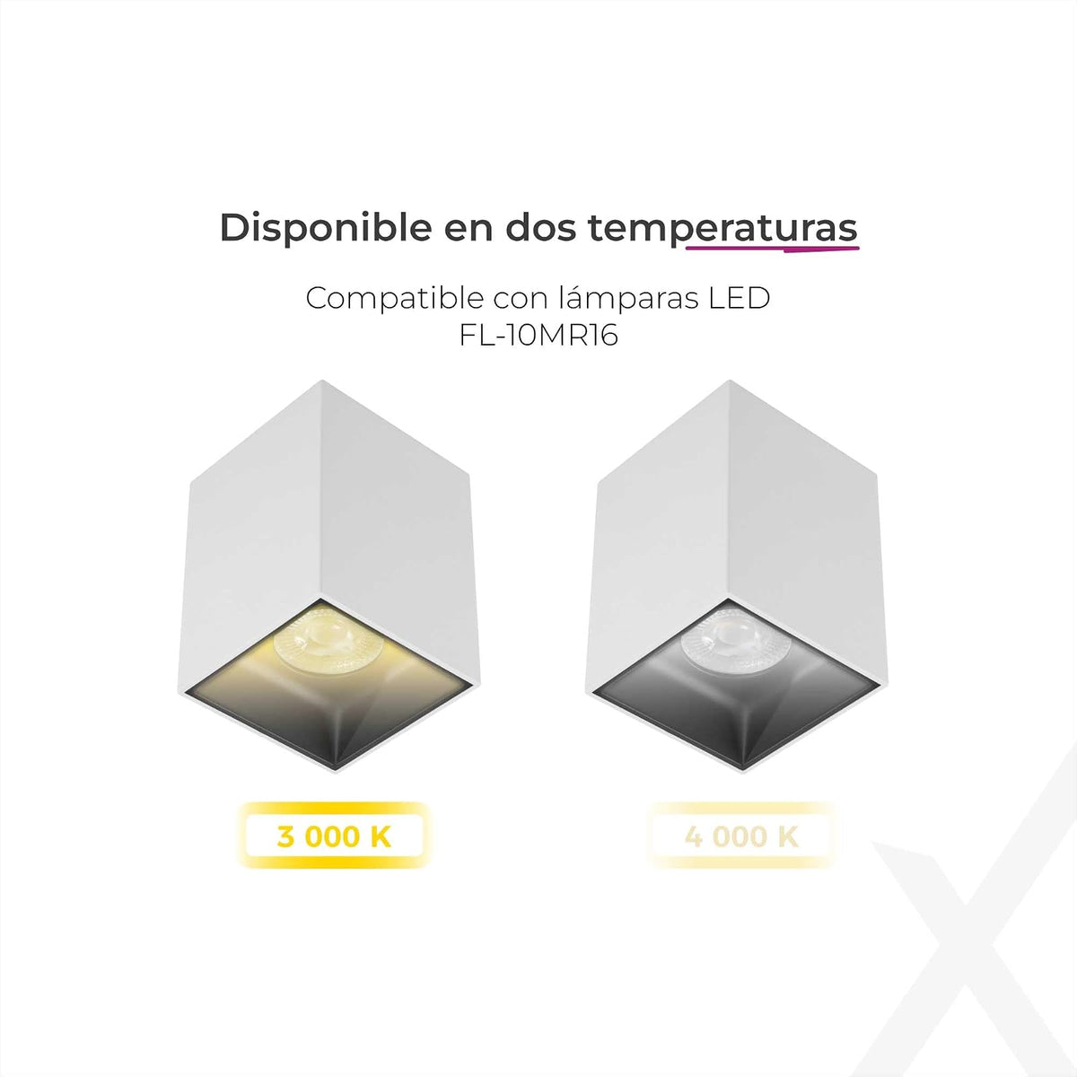 ILLUX Kit Lámpara Sobrepuesta Blanca Negra y Foco Neutro 4000K TL-2918.BNKT40