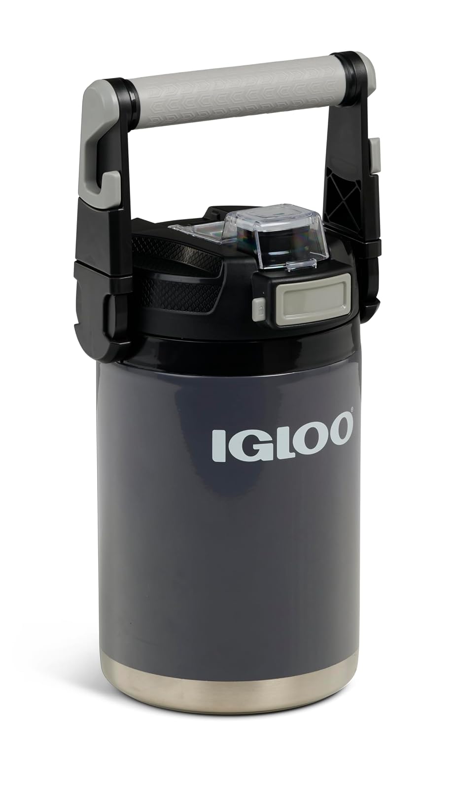 IGLOO Jarra de Agua Deportiva Aislada de 50 Onzas, Botella de Agua Grande de Medio Galón, Tecnología Cool Riser, Plástico, Gris - Gris
