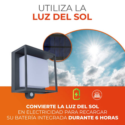 Tecnolite Lámpara Solar LED de Pared, 3 W, Luz Suave Cálida, Sensor de Movimiento, 3 Modos de Luz, IP54, LED integrado