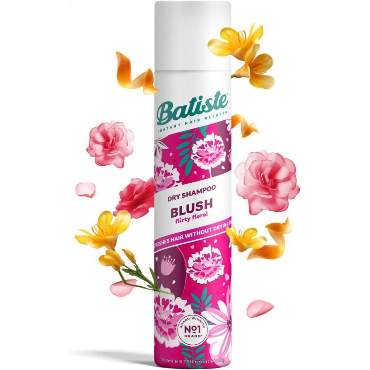 Batiste Shampoo en Seco Blush 200 ml. Refresca el Pelo Sin Usar Agua, Absorbe el Exceso de Grasa, Brinda Volumen y Textura, Neutraliza Olores.