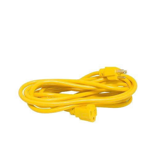 Surtek 136173 Extensión eléctrica uso rudo aterrizada color amarillo, 10 m