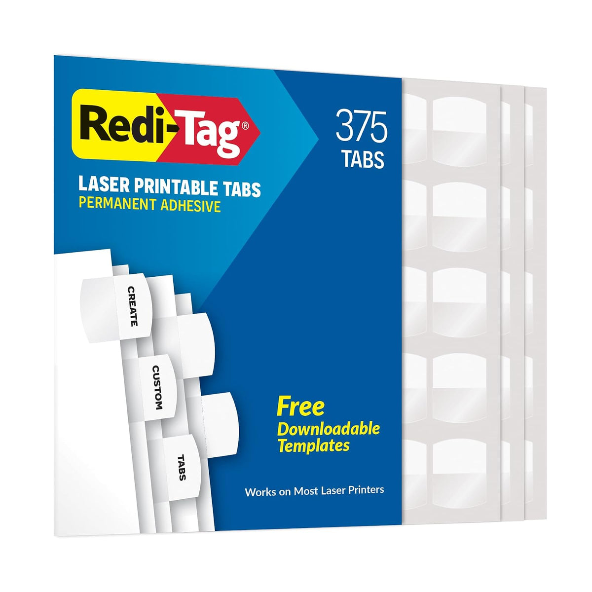Redi-Tag - Pestañas de índice láser, pestañas divisoras, etiquetas adhesivas permanentes, etiquetas divisoras personalizables, etiquetas divisoras para la escuela, el hogar y la oficina, 1-1/8
