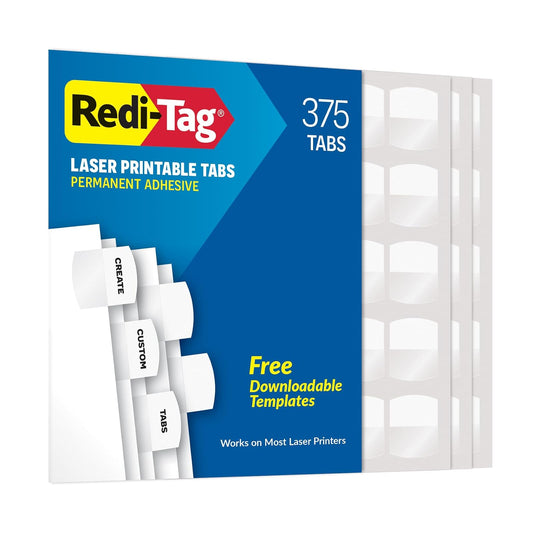 Redi-Tag - Pestañas de índice láser, pestañas divisoras, etiquetas adhesivas permanentes, etiquetas divisoras personalizables, etiquetas divisoras para la escuela, el hogar y la oficina, 1-1/8