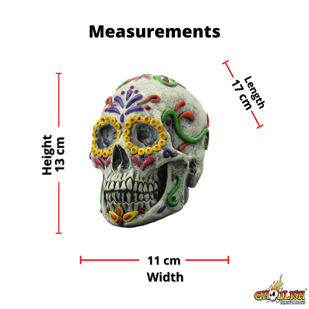 Skull Catrina Prop, Artículo Decorativo Catrin Mexicano, Adorno para Decoración de Craneo Colorido Ideal para Halloween y Día de Muertos