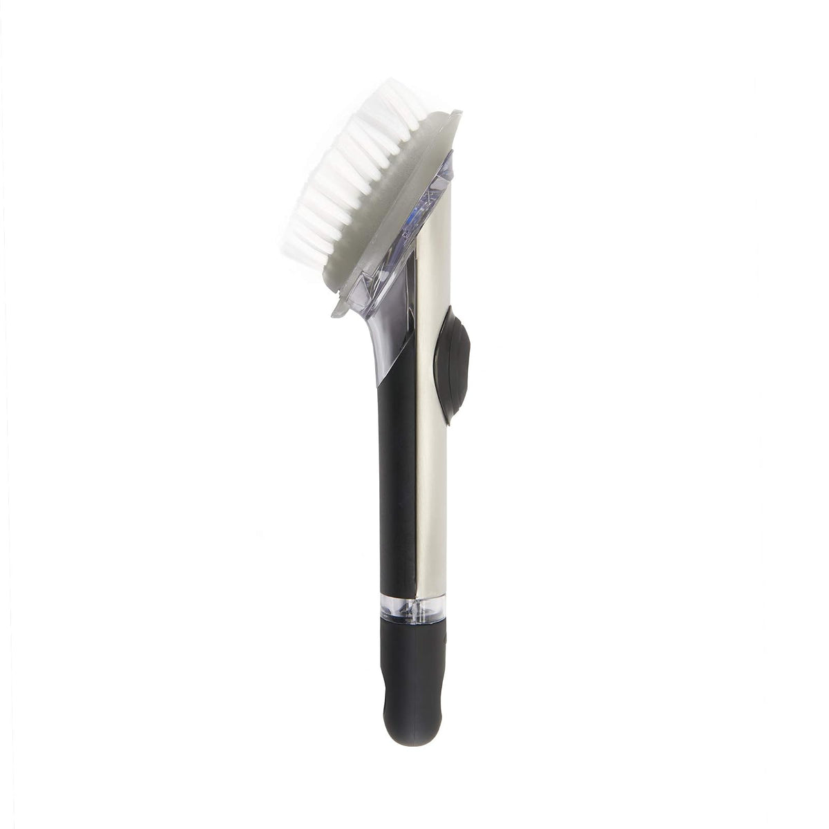 OXO SteeL Soap Dispensing Dish Brush | OXO - cepillo para polvo dispensador de jabón de acero, cepillo para polvo para platos con mango para sartenes, fregadero