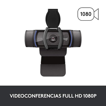 Logitech C920s HD Pro Webcam, Camara para PC con Tapa de Privacidad, Videoconferencias 108ОР Full HD, Sonido Estéreo, Corrección de lluminación, Negra
