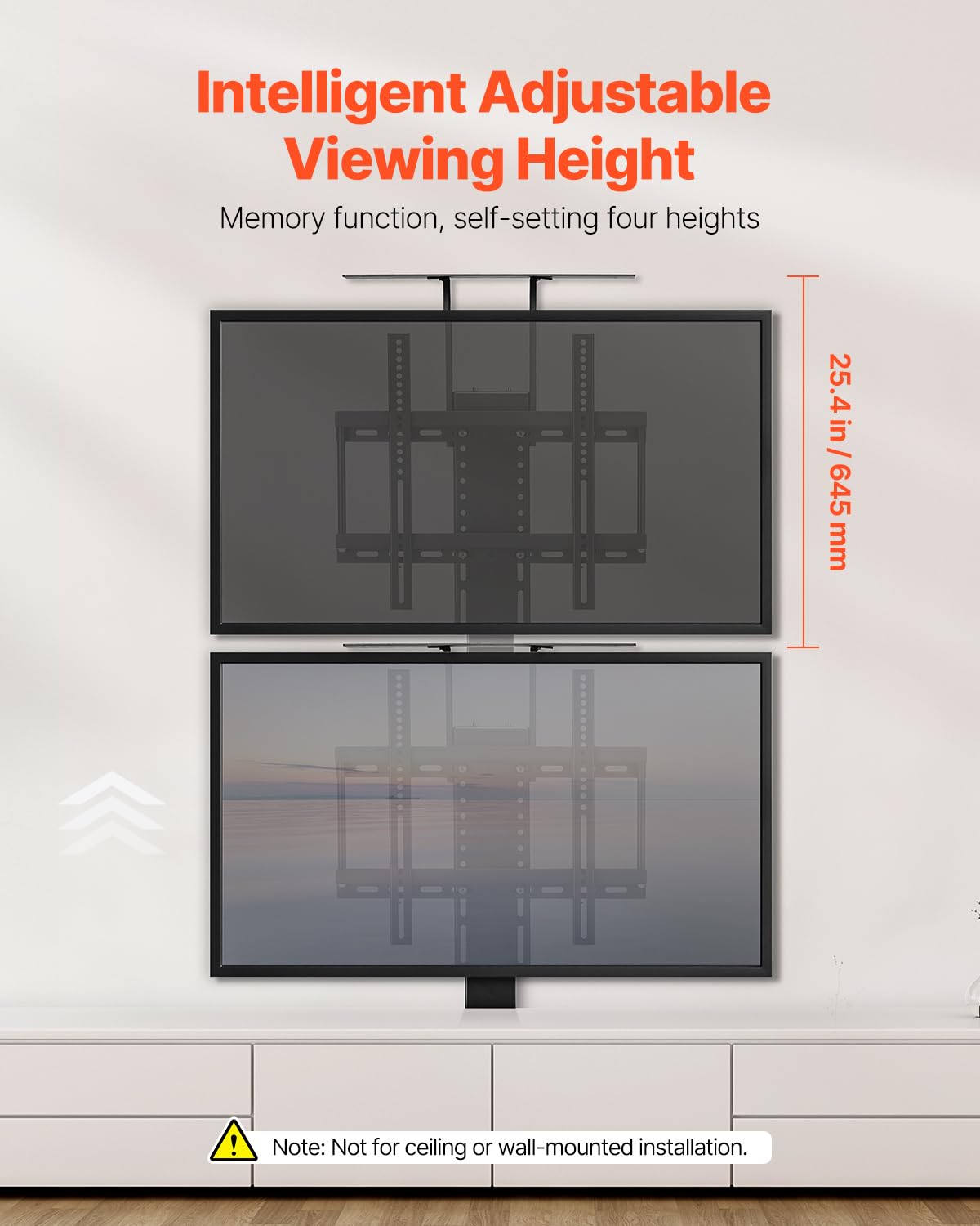 VEVOR Soporte de TV Motorizado, con Carga Máxima de 60 kg, Soporte de TV Eléctrico Vertical con Control Remoto, para Televisores de 32 a 55/32 a 50 Pulgadas, 485 x 175 x (600-1535) mm