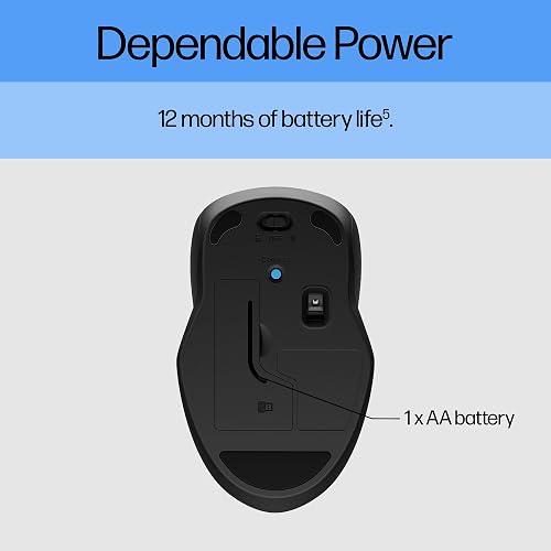 HP Mouse 250 Dual Inalámbrico, USB A, Bluetooth 5.0, 2.4 GHz, 1600 dpi, Compatible Windows, ChromeOS, MacOS, Negro (6V2J7AA)