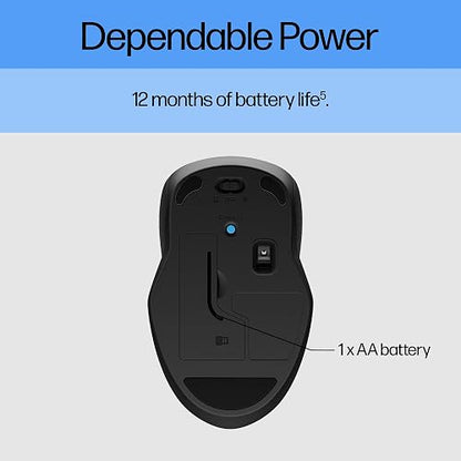 HP Mouse 250 Dual Inalámbrico, USB A, Bluetooth 5.0, 2.4 GHz, 1600 dpi, Compatible Windows, ChromeOS, MacOS, Negro (6V2J7AA)