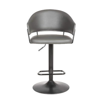 Armen Living Brody Taburete Giratorio de Piel sintética, Ajustable, Gris/Negro