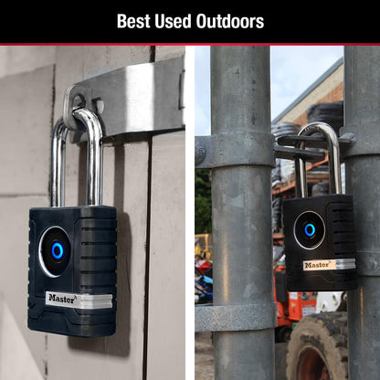Master Lock - Candado inteligente Bluetooth para exteriores con teclado, cerraduras inteligentes para herramientas, puertas, cobertizos, 2-7/32 pulgadas de ancho, 4401LHEC