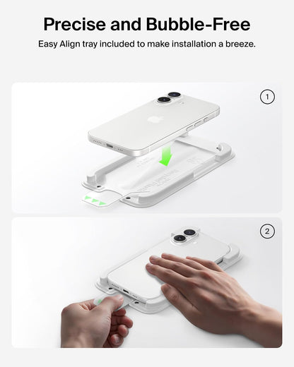 Belkin ScreenForce Protector de visualización de vidrio templado para iPhone 17/16 Pro, protección contra impactos resistente a los arañazos con bandeja de alineación fácil para aplicación sin