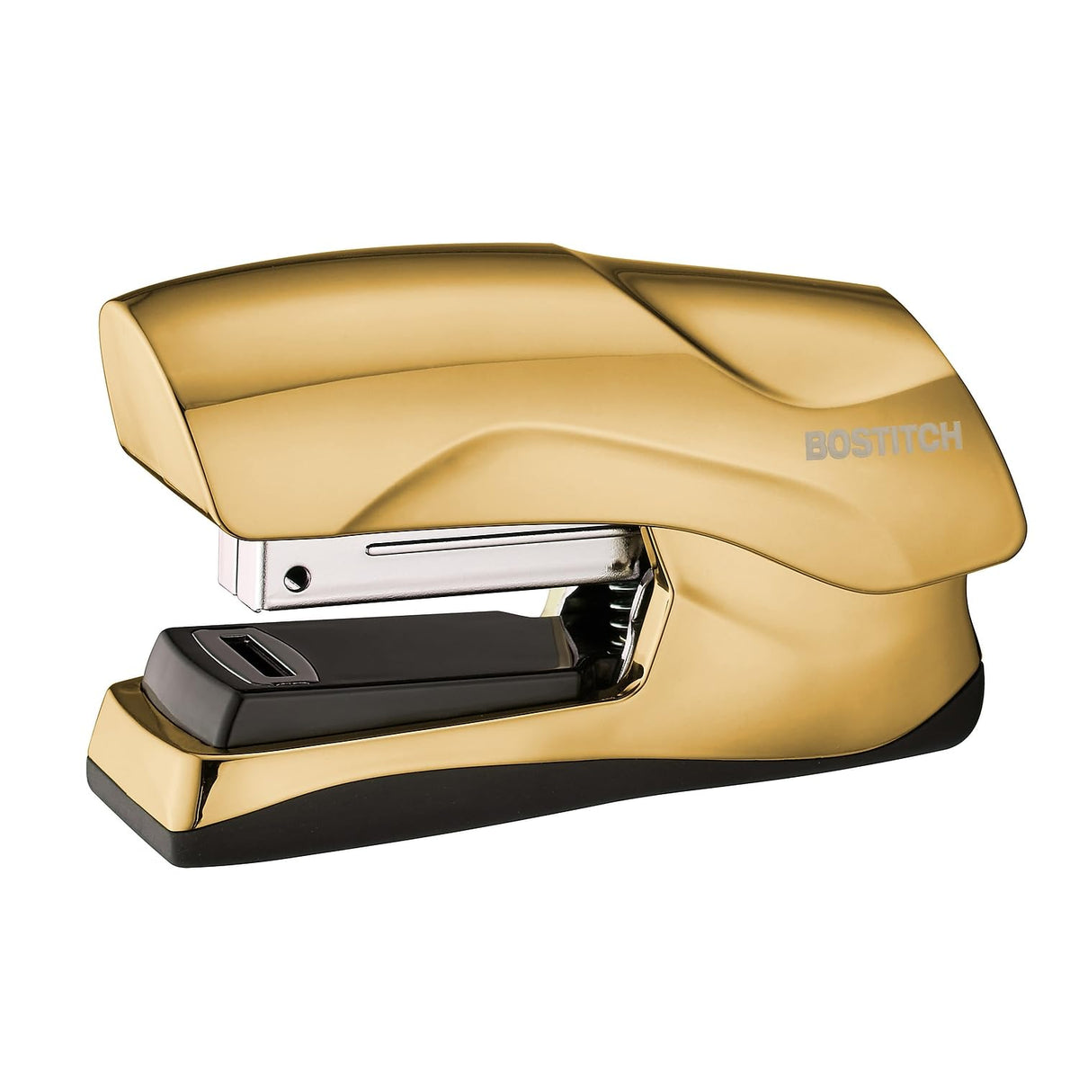 Bostitch - Grapadora de oficina resistente, capacidad de 40 hojas, sin atascos, media tira, cabe en la palma de tu mano, para aula, oficina o computadora, cromo dorado