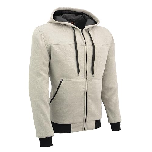 Milwaukee Leather MPM1788 - Sudadera con Capucha para Hombre, Color Plateado Aprobado por la CE, con aramida, por Dupont Fibers - M